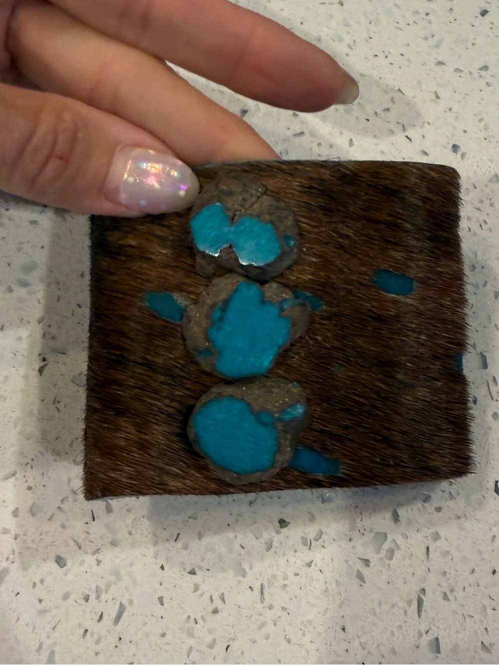 BRAND NEW. Handmade Turquoise Inlay Fur Cuff Bracelet - Turquoise